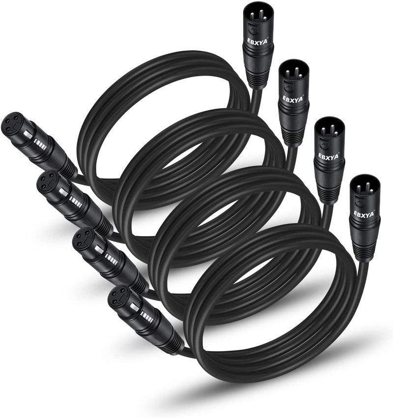 EBXYA XLR Patch Cable - 6 Ft, 4 Pack, 3 Pin Male to Female, DMX512 Lighting Compatible with Speakers, Mixer, Stage Lighting - Image 1